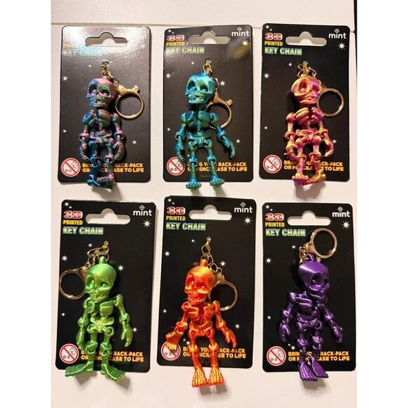 Franklin Mint Accessories - 12pc 3D Skeleton Keychain Lot – Halloween Reseller Bundle